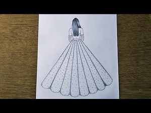 How To Drawing a Girl With Beautiful Dress | Fashion dress drawing | How to draw a fashion girl.