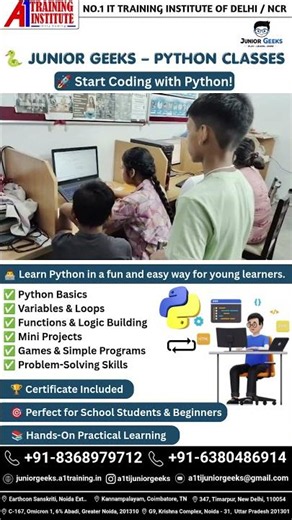 🐍 JUNIOR GEEKS – PYTHON CLASSES🚀