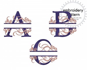 3'' Interlocking Vine Monogram Split Letters Monogram Machine Embroidery Pattern - Etsy