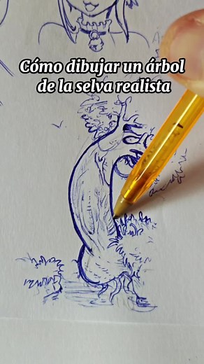 Cómo dibujar un árbol de la selva realista paso a paso