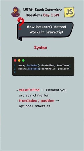 How includes() Method Works in JavaScript #shorts