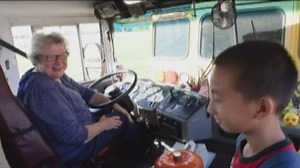 School bus driver encourages kids through decorations
