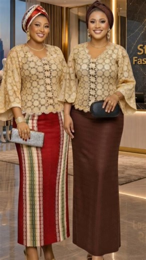 Lace Blouse with Aso Oke Skirt | Elegant Nigerian Fashion