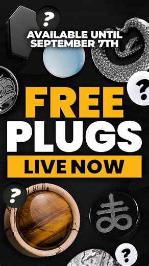 🚦Ready, Set... FREE PLUGS!🚦 - Free Plugs has returned to the Custom Plugs website which means that for this week only when you buy any plug, you'll get a free surprise plug in your order!!-- So if you buy 3 pairs and one single, you'll get 3 surprise pairs and one surprise single! 📦✨🥳 - To access this promotion, just add your plug wishlist to the basket and press buy! No codes or links as it is automatically applied to every order! 🛒🛍️ - Take advantage while you can! The clock starts...NOW