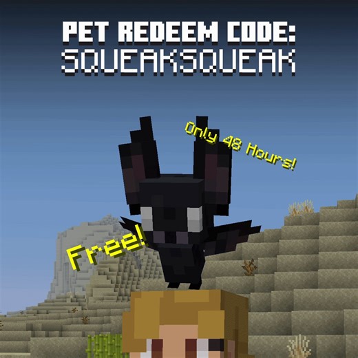 You have 48 hours to claim this Bat Pet for free using the code: SQUEAKSQUEAK