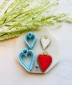 Sacred Heart Cutter Set | Polymer, Air Dry, Ceramic Clay or Fondant - Two Sizes 1.25" or 1.75" Supplies for Charms, Magnets, or Earrings - Etsy
