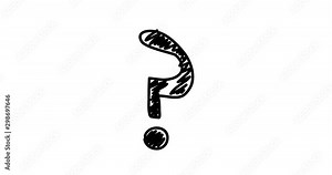 Question mark, 2d, micro animation, cartoon, illustration, clip art, vector. Web page sign in black and white. Alpha channel. Time lapse.