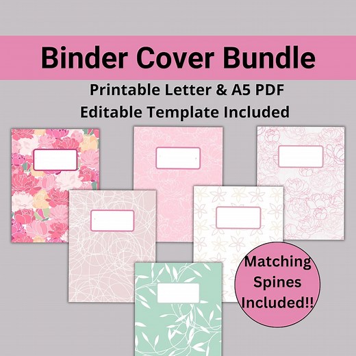 Printable Binder Cover and Spine Labels, Editable Canva Template, Budget Binder Cover, DIY Planner Cover PDF, 6 Designs - Etsy