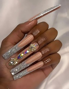 3xl Glitter French With Charms - Etsy