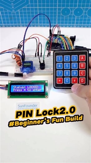 SunFounder Maker Education on Instagram: "Failed the PIN? Hear the Buzzer and Try Again! ❌🔊#Arduino #PasswordLock #LCDDisplay #DIYLock #KeypadProject #ServoMotor #TechDIY #STEMEducation #ArduinoTutorial #ElectronicsFun"