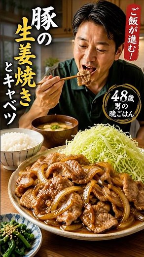 ご飯が止まらない！豚の生姜焼きとキャベツ🥢🔥