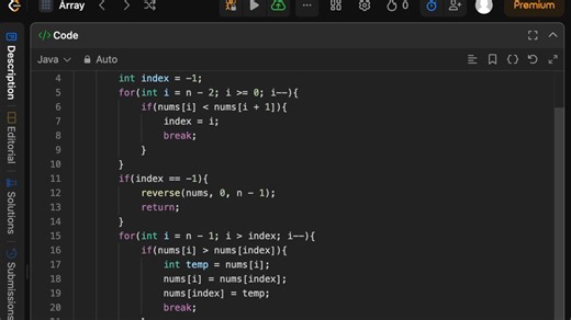 LeetCode Next Permutation solved in Java Quick, clean & interview ready solution Perfect for DSA and coding interviews. #LeetCode #NextPermutation #JavaProgramming #DSA #CodingInterview #JavaDeveloper #InterviewPrep #ArrayProblems #CompetitiveProgramming #leetcodejava | CodingHero