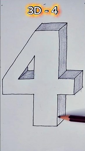 How to Draw 3D Number 4 🔥 Easy Step by Step