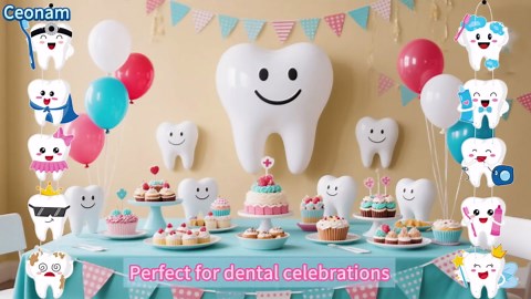 Hanging Tooth Door Banner Sign Decorations, Vertical Dental-Themed Porch and Door Garland for Dental Clinic, Office Events, Graduation, and Oral Health Décor