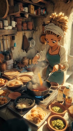 Cooking with Magic 🍲✨ | Anime-Style Cozy Kitchen Short | AI Video #Shorts
