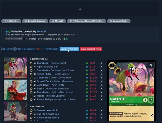 1.9K views · 17 reactions |  New year, new feature!  Improved Deck Registration Generator Be prepared for Set Champs! You can now export any decklist as a clean registration sheet with your details! (Of course, you can leave all fields blank and fill them in by hand later.) Enjoyy! And happy new year!  #lorcana | InkDecks - Lorcana Top Decks | Facebook