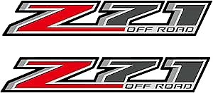 Set of 2 PCS Z71 Off Road Decals Stickers Compatible with Chevy Silverado Sierra Truck Pickup Bedside, Auto Decoration Accessories Emblem (Red and Gray)