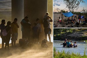 Drone footage of migrants crossing the U.S.-Mexico border in Texas