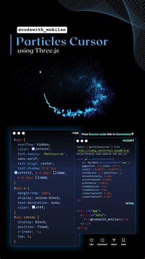 Particles Cursor using ThreeJs #css #coding #cursor #threejs #Website