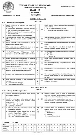 Chemistry morning shift paper 2026#FBISE#chemistry#1stshift#fyp