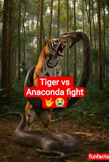 "Watch Rare fight Anaconda vs Tiger in Amazon jungle Brazil " #funfacts #tiger #vs #snake #ai #like