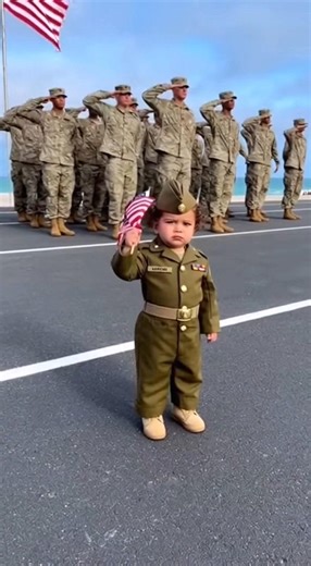 Tiny Toddler Commander Orders Soldiers to Salute | Cute Military Parade Moment