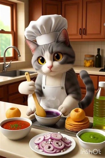 Pani puri made by Cat in her own style #cat #catcooking