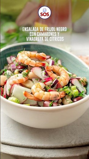 Ensalada de frijol negro con camarones 🥗🍤