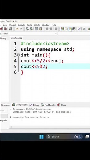 C++ Integer Division & Modulus Explained in 1 Minute | Shorts | Division & Modulus | Basics | bugs