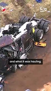 Heavily damaged overturned semi causes spill on Interstate 40 in OKC