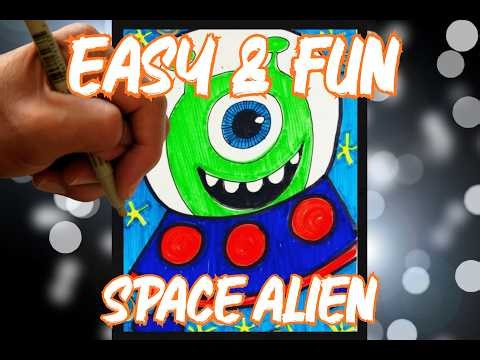 Easy Space Alien Drawing for Kids