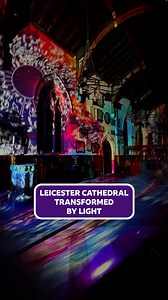 This is awesome 🤩 Visitors can experience Leicester Cathedral like never before as a fully immersive light and sound show, that tells the story of time and space, lights up the cathedral until 23 November. | BBC Leicester