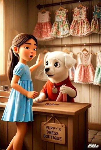 puppy selling dresses in the shop 👗#viral #cute #shorts