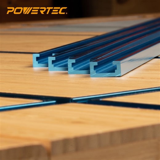 POWERTEC 1PK 24 Inch Double-Cut Profile Universal T-Track with Predrilled Mounting Holes, Aluminum T Track for Woodworking Jigs and Fixtures, Drill Press Table, Router Table, Workbench (71065)
