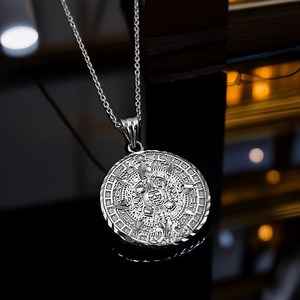 Sterling Silver Aztec Mayan Sun Stone Calendar Pendant Necklace: Handcrafted Diamond-cut High Detail Medallion - Etsy