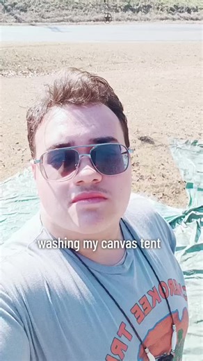 washing my canvas tent for ww2 reenactment