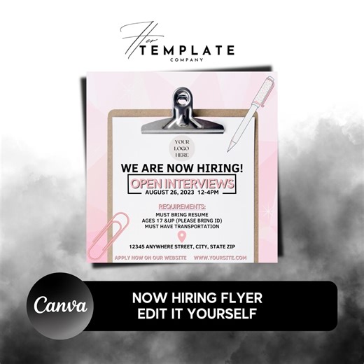 Now Hiring Flyer Template: Editable Business Flyer (digital Download) - Etsy