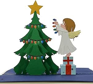 CUTE POPUP - Christmas Pop Up Cards with Unique Christmas Tree Design, Xmas Pop Up Card, Greeting Card - The Pretty Gift for Family, Friends or Someone You Loved (Angel)