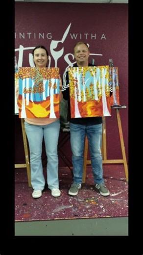 Take a 👀 at these beautiful Fall paintings! #funartnotfineart #fyp #paintandsip #fallvibes #datenight #cozyfallvibes #Holidays #PaintingWithATwist #thingstodowithfriends #thingstodointempletx #twisttempletx #SupportSmallBusiness | Painting with a Twist