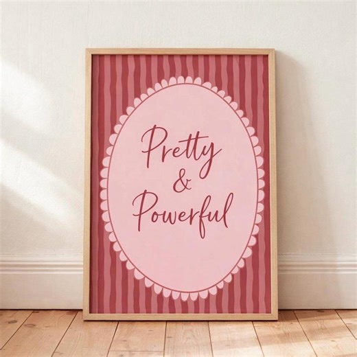 Teen Girl Room Decor Printable, Pretty & Powerful Quote Poster, Pink Aesthetic Wall Art, Girls Bedroom Decor, Feminine Print Download - Etsy UK