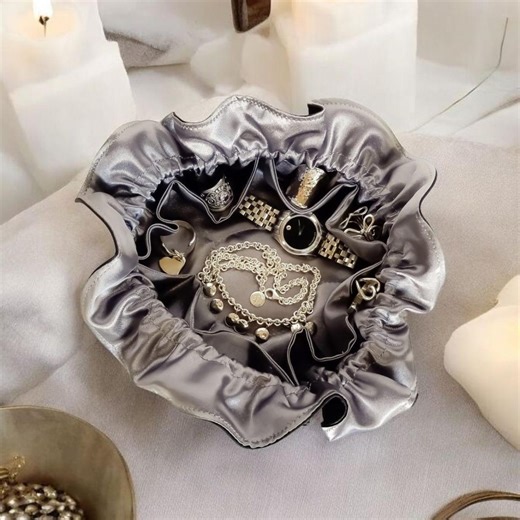 Crystal Satin Jewelry Travel Pouch With Pockets - Etsy