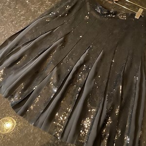 Bcbg Max Azria black pleated sequin skirt