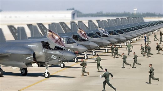 How US Air Force pilots rush for their super advanced jets during scary mass takeoff