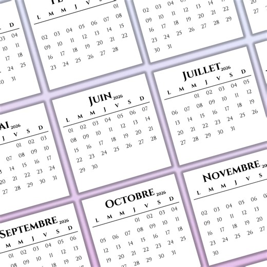 Mini French Calendar, 2026, Printable PDF, 3 X 3 Inch Printable Calendar, A4, Portrait - Etsy