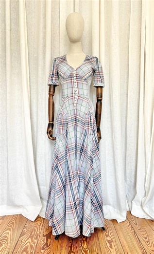 Vintage Plaid Tartan Prairie Frilly Cottage Core Cotton Folklore Maxi Dress 70's Rare - Etsy