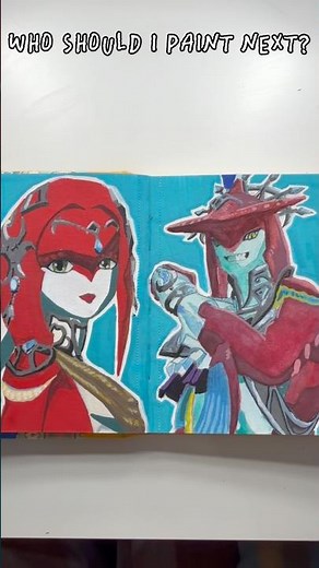Painting Mipha and Sidon from Zelda TOTK AND BOTW #art #painting #watercolor #totk #botw #zelda