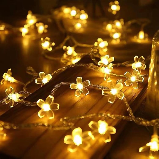 Cherry Blossom LED String Lights, Warm White RGB Fairy Lights, USB Powered