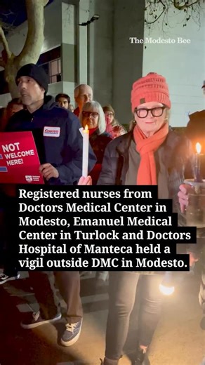 Modesto vigil honors intensive care nurse killed by ICE officers in Minneapolis. Registered nurses from Doctors Medical Center, Emanuel and Doctors Hospital in Manteca held the somber protest with support from community members. Story: Ken Carlson Visuals: Deke Farrow 🔗 in bio | The Modesto Bee