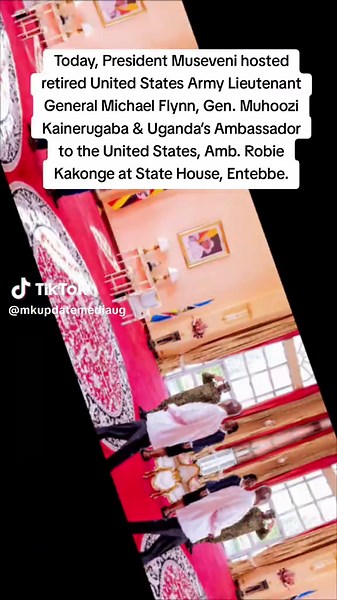 Today, President Museveni hosted retired United States Army Lieutenant General Michael Flynn, Gen. Muhoozi Kainerugaba & Uganda’s Ambassador to the United States, Amb. Robie Kakonge at State House, Entebbe.