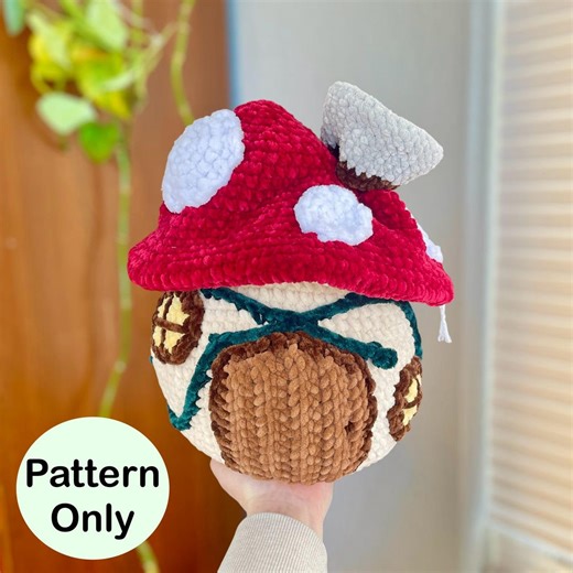 Mushroom House Stuffing Holder Crochet Pattern, Drawstring Bag Amigurumi Tutorial, Gnome Home, Toad Abode - Etsy UK